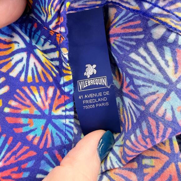 VILEBREQUIN Geometric Cotton Shirtdress Womens L Multi Turtle Shell Print Resort - Picture 13 of 16